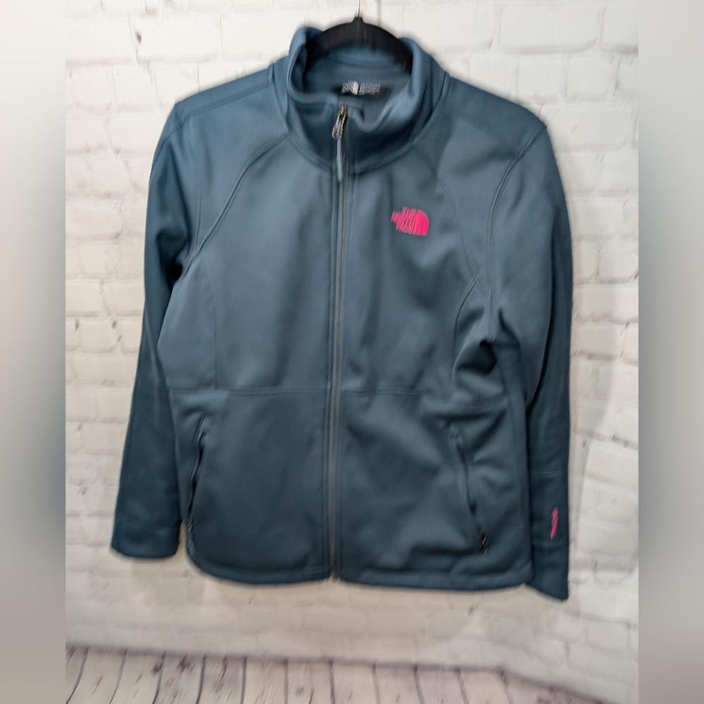 The North Face Women's Blue Puffer with Pink Accents